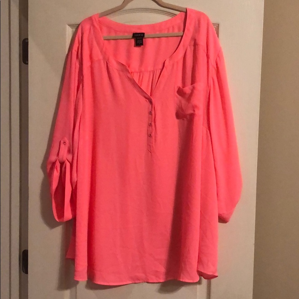 Neon Pink 3/4 Sleeve Blouse